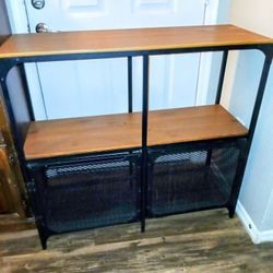 Black Metal With Mesh Doors Cabinet Display Shelve 