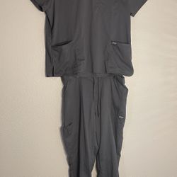 Men’s Cherokee Workwear Revolution Scrub Set Top XL Two Pockets Pants L Gray