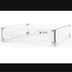 Barton 29.5" x 29.5" inch Outdoor Fire Pit Wind Guard Tempered Glass 8mm Thickness Square Wind Guard Fence Fire-Resistant Wind Screens#95173