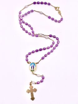 Rosary 14k Yellow Gold Filled Virgin Rosario Necklace Virgen 