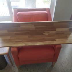 Pair of Ikea Skogsta Wood Wall Shelves