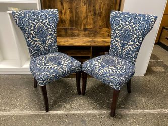 PIER 1 Carmilla Blue Damask Fabric Dining Chair (Set of 2)