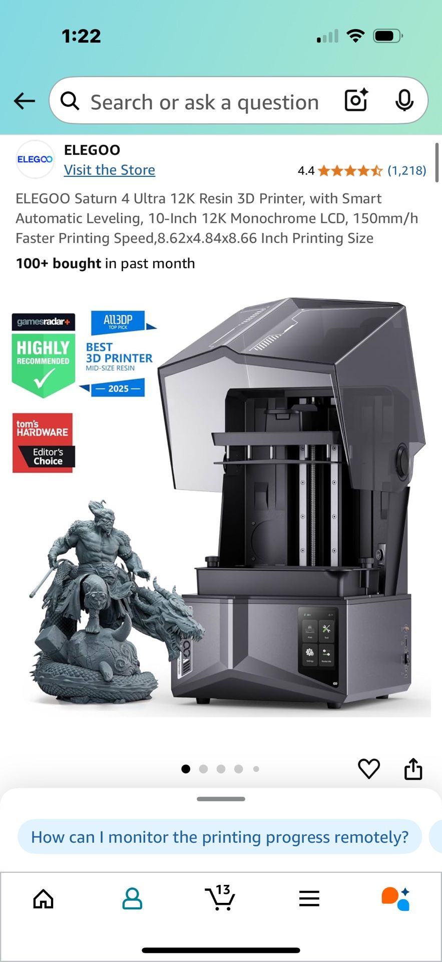 ELEGOO Saturn 4 Ultra 12K Resin 3D Printer