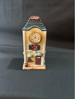 Ceramic & Porcelain Village Bakery House Figurine, Multicolor Painted