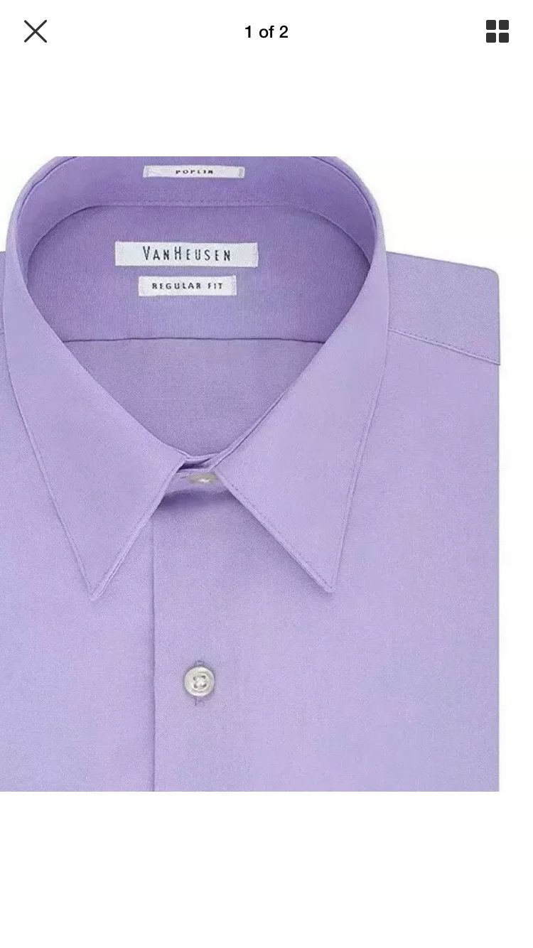 Van Heusen Men's Dress Shirt Regular Fit Poplin Solid, lavender, 2XL