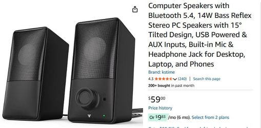 Computer Speakers with Bluetooth 5.4, 14W Bass Reflex Stereo PC Speakers