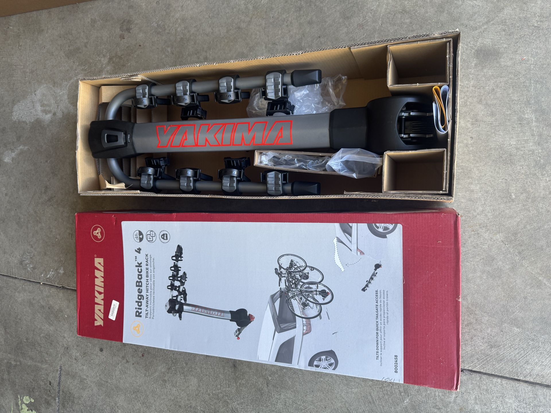 NEW YAKIMA, RidgeBack 4 Bike Tilt-Away Hitch-Mounted Bike Rack for Cars, SUVs, Trucks and More, Fits 1.25” and 2” Hitches
