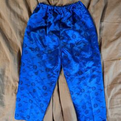 Royal China Blue Faux Silk Brocade Pants