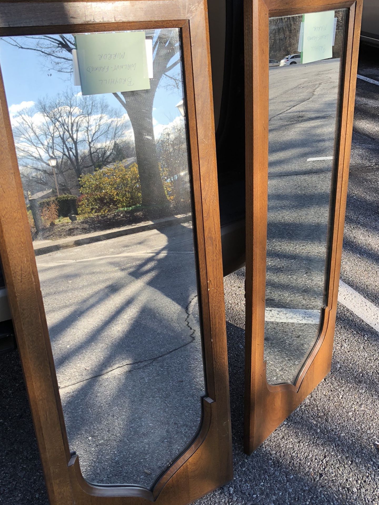 2 solid walnut mirrors from the late 60’s