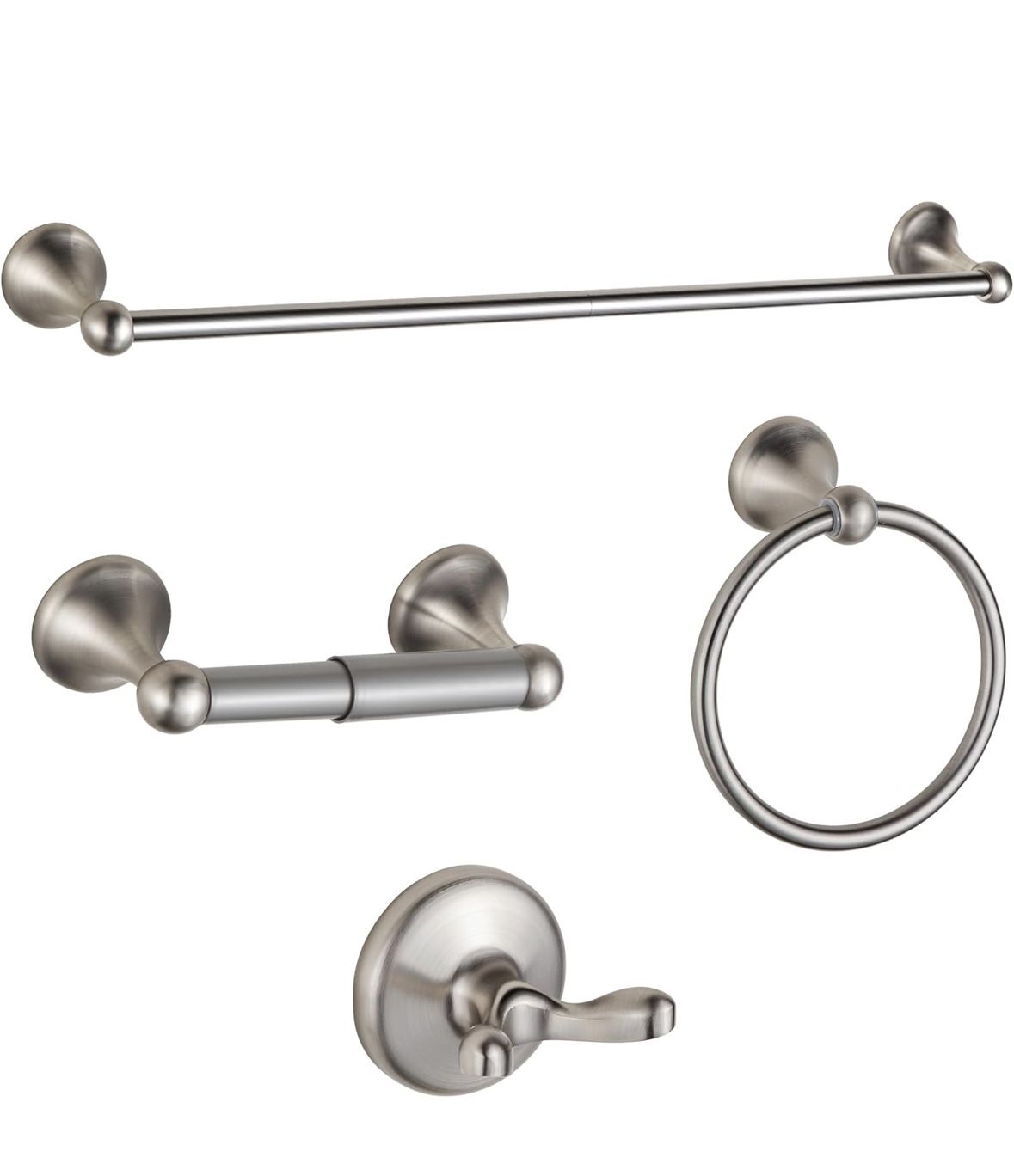 BGL Bathroom Accessory Set, Brushed Nickel Adjustable Expandable Towel Bar 4-Piece Bathroom Hardware Set Wall Mounted New