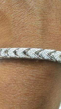925 silver bracelet CZ stones high quality 9 inch 7mm 50.1 grams