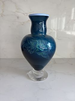 Amphora-style hand-blown art glass vase