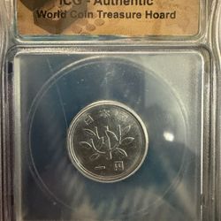 Japan 1 Yen Coin – ICG Authentic – World Coin Treasure Hoard – 