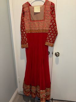 Red Gold Embroidered Dress