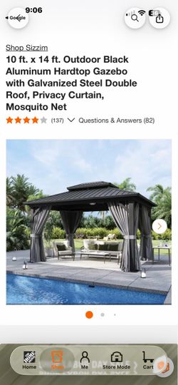 10x14 ft Black Aluminum Hardtop Gazebo with Curtains