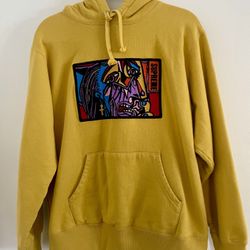 Supreme Yellow Hoodie - Picasso Embroidery - Made in Portugal - Size M