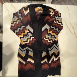 Missoni For Target Knit Sweater Cardigan - Brown Multi Chevron Size M
