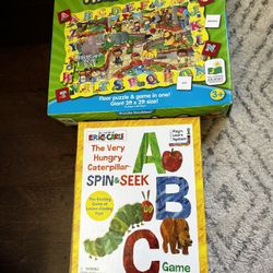 ABC animal puzzle and Hungry Caterpillar ABC spin game