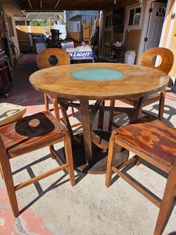 Solid Wood Tall Dining Table and Chairs