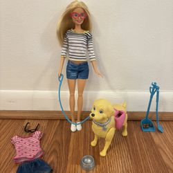 Barbie Doll walk and potty Dog And Accessories