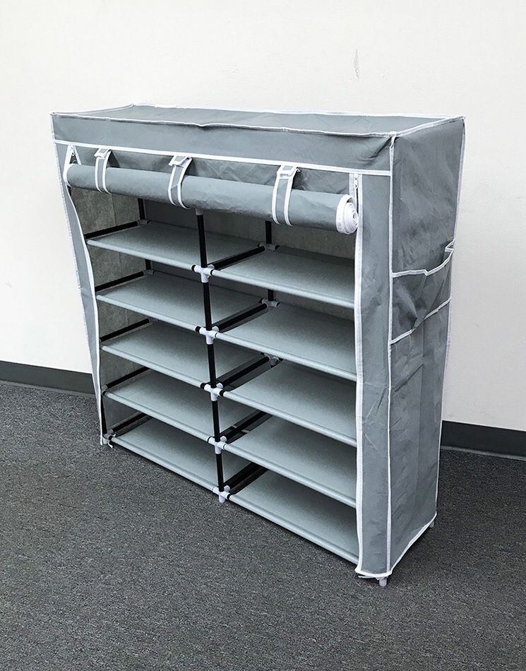 $25 each NEW 6-Tiers 36 Shoe Rack Closet Fabric Cover Portable Storage Organizer Cabinet 43x12x43”