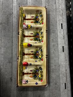 Ceramic 5-Section Serving Tray with Palm Tree Design