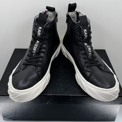 Karl Lagerfeld Paris Men's Sneakers High Top Heel Zip White Sz: 11 