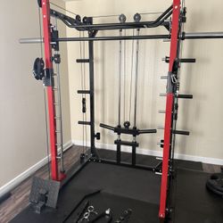 Squat Rack With Smith Machine And Cable System