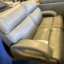 New Power Reclining Loveseat Real Leather 