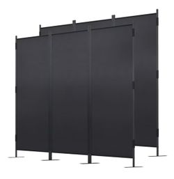 2-Pack 6ft Room Dividers, Black 3-Panel Folding Privacy Screens