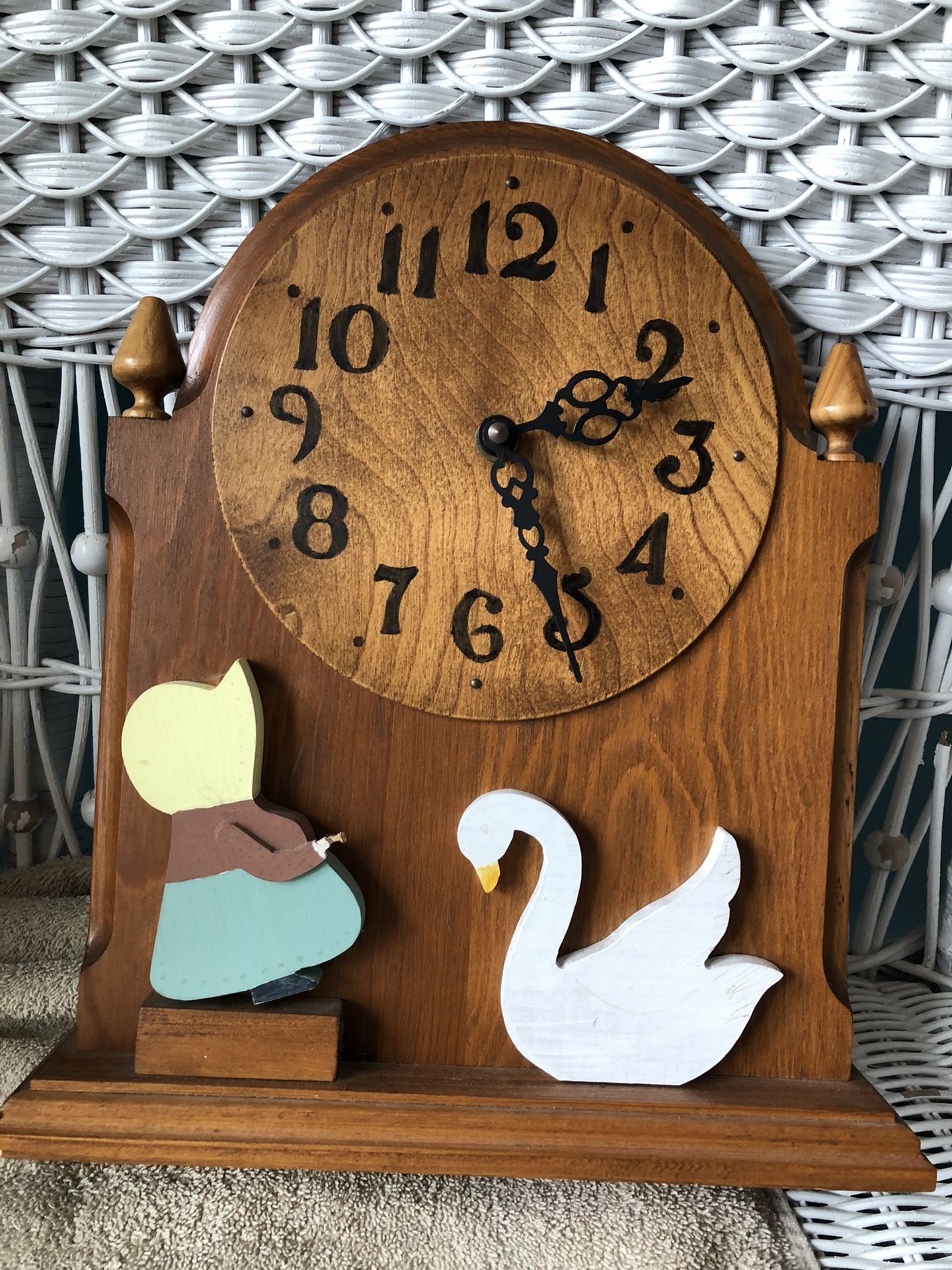 Vintage Wooden Clock Working Fun Piece