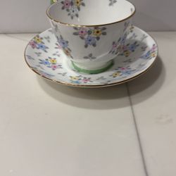 Crown Staffordshire Fine Bone China Cup and Saucer Pattern Floral Made in England