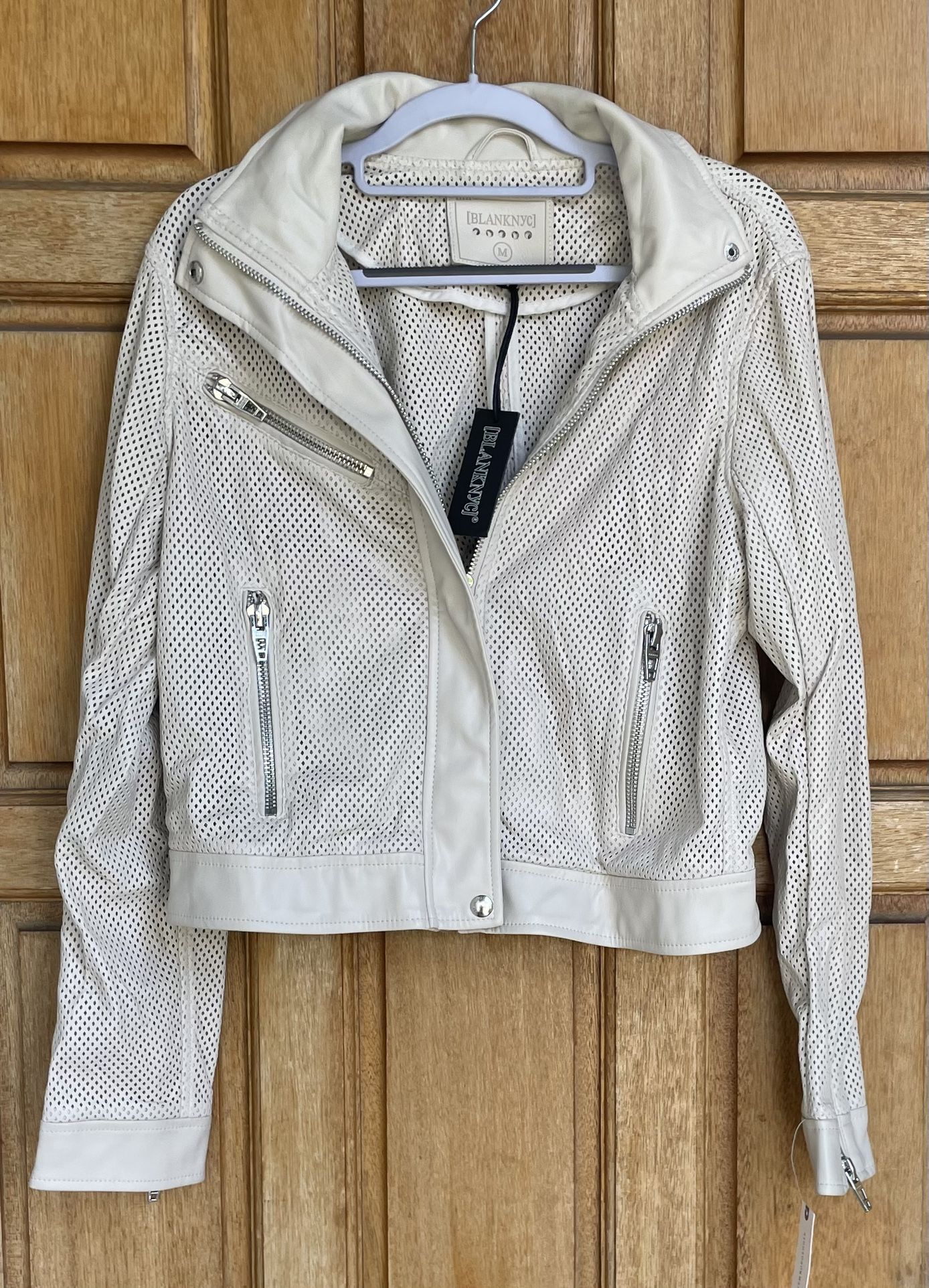 Anthropologie x Blank NYC Imelda Faux Leather Perforated Moto Jacket Size M