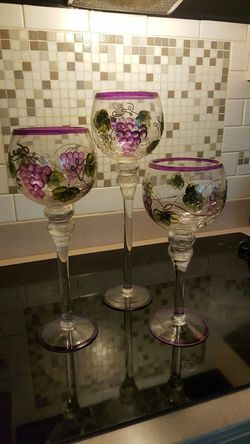 3 candle glass set