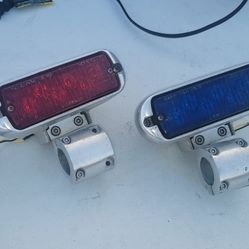 Harley Davidson Police motorcycle  Red Blue Vintage Lights 