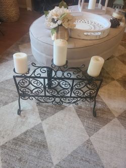 Rod iron candelabra. Candles not for sale