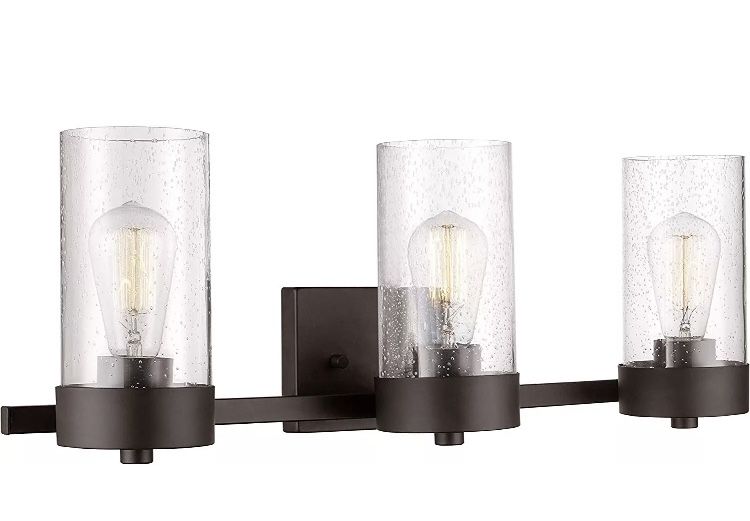 Bathroom Vanity Light Fixture & Bulbs - Bronze - New!