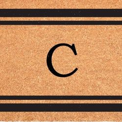 Calloway Mills 152962436C Black Border 24" x 36" Monogram Doormat, (Letter C)