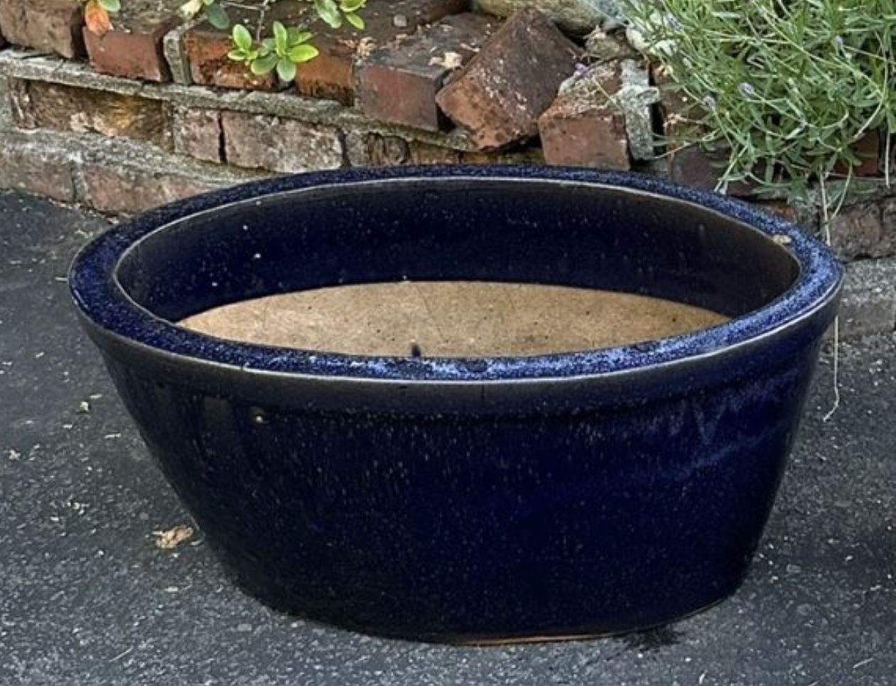 ✨🪻✨🪻BEAUTIFUL LARGE CERAMIC OVAL FLOWER POT✨Marine Blue