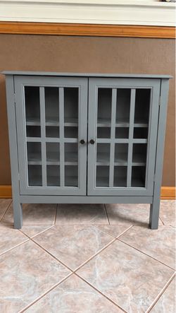 Gray Glass Door Storage / Accent Cabinet