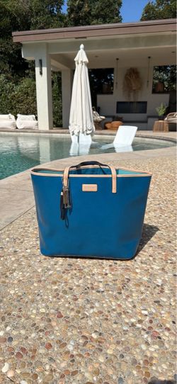 Coach Turquoise Blue Patent Leather Tote Bag