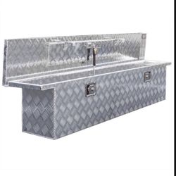 71" Slimline Aluminum Crossbed Pickup Truck Trailer Storage Box Crossover Tool Box Paddle Latches  Overall Dimensions: 69"(L) x 11-3/4"(W) x 12"(H)