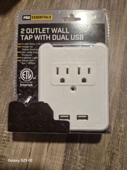2 Outlet Wall Tap with Dual USB