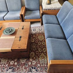 Scan Design Teak couch, love seat, chair set