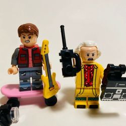 Back to the Future Marty McFly & Doc Brown 2pc Minifigure Set LEGO Compatible