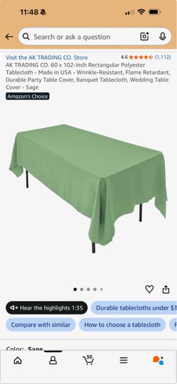4 - Sage Green Table Cloths