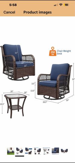 IDEALHOUSE 2 Pieces Luxury Outdoor Swivel Wicker Glider Patio Chairs with Table Set, Outdoor Bistro Set with Overstuffed Washable Cushions for Deck Po