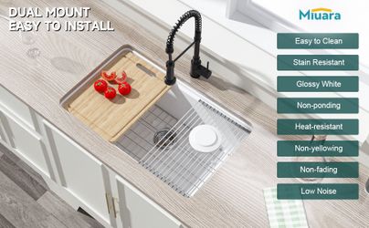 ✨ 🔥 LUXURY WHITE WORKSTATION KITCHEN SINK – FIRECLAY 30” x 19” x 10” 🔥  WHITE 