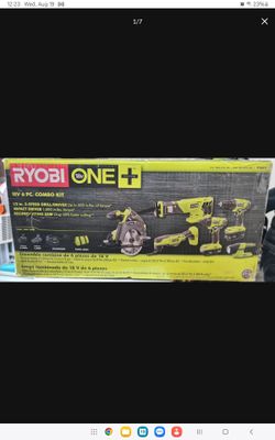 RYOBI ONE+ 18V Cordless 6-Tool Combo Kit with 1.5 Ah Battery, 4.0 Ah Battery, Charger, and 11 in. Flexible Shaft Bit Holder (Model:P1819)