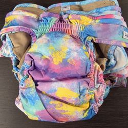 Reusable Dog Diapers Female 3 pack XXL Colorful Tie-Dye with Ruffles